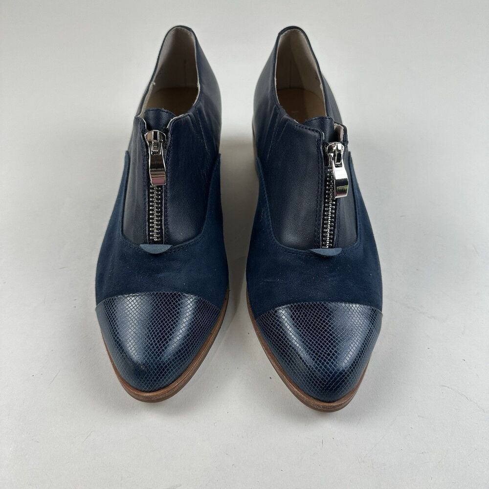 Isabella Anselmi Womens 39 US 9 Oxford Blue Suede Leather Cap Toe  Shoes  Zip Up